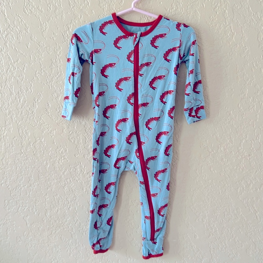 Kickee Pants zippered coverall with snapped back flap